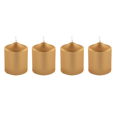 FINK 4 Stumpenkerzen CANDLE metallic Höhe 10cm, Ø 8cm