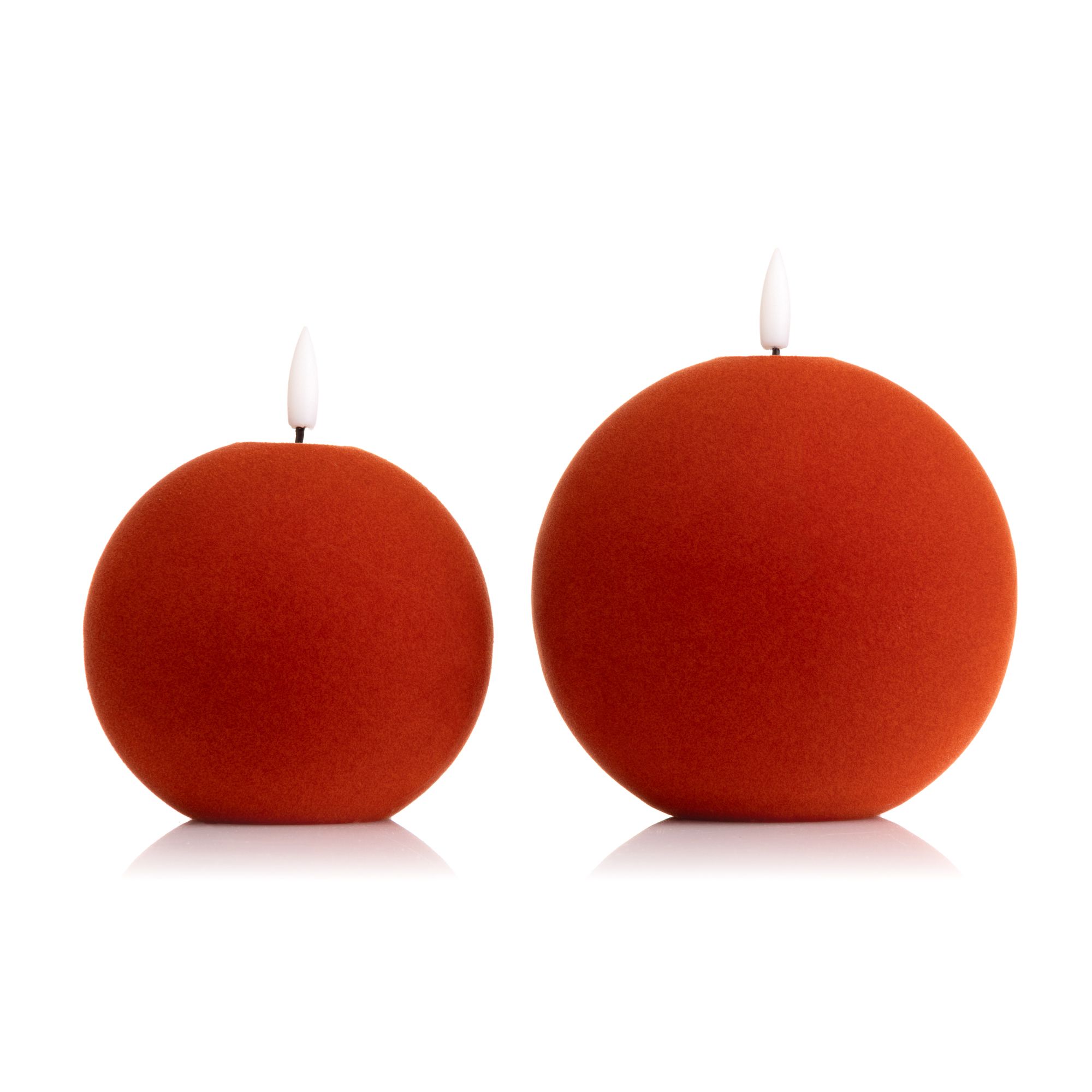 ELAMBIA 2 LED-Kugelkerzen Samt-Oberfläche Flamme Luma, Timer Höhe 12cm & 14,5cm