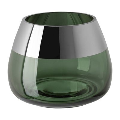 Thumbnail - FINK Teelichthalter BELLA Glas, Silberrand Höhe 12cm, Ø 15cm