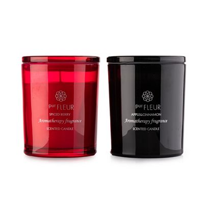 PUR FLEUR 2er-Set Duftkerzen Apple Cinnamon & Spiced Berry Brenndauer je ca. 50h
