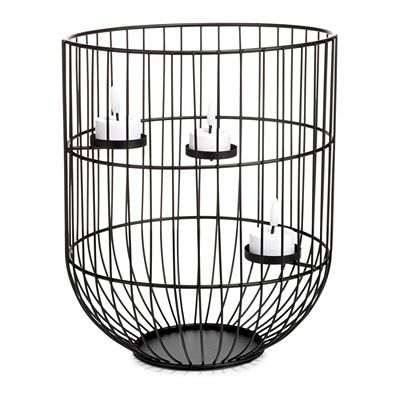 ELAMBIA Metall-Kerzenhalter 3 LED-Votivkerzen Flamme Luma, Timer Höhe 31cm, Ø 25cm