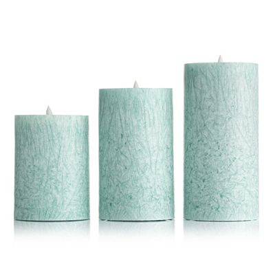 ELAMBIA 3 LED-Kerzen Frosted-Optik Flamme Luma, Timer H. 10, 12,5 & 15cm