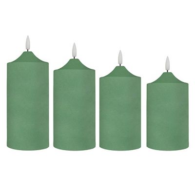 ELAMBIA 4 LED-Kerzen Samt-Oberfläche Flamme Luma, Timer Höhe 12,5cm - 20cm