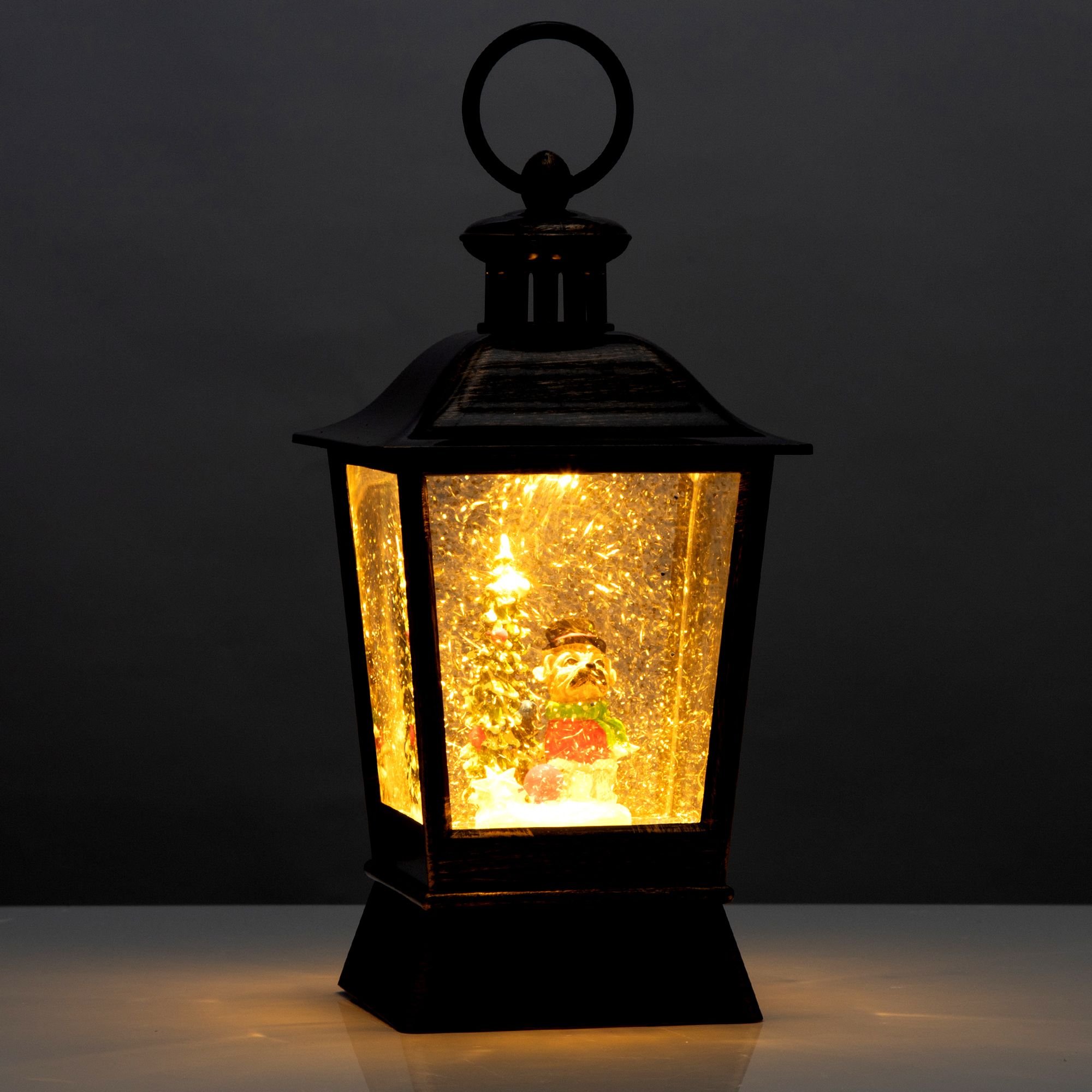 LUMIDA Xmas Glitzerwasser Laterne Weihnachts-Szenerie 5h-Timerfunktion