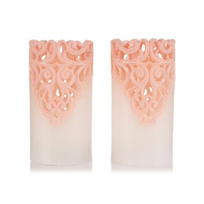 ELAMBIA 2 LED-Kerzen Ornament-Cutout Flamme Luma, Timer Höhe 15cm, Ø 7,5cm