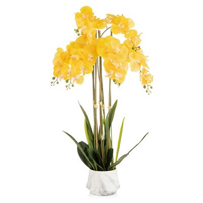 ABELLA Flora künstliche Orchidee Realtouch-Blüten Marmoroptik-Topf Höhe 100cm