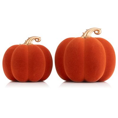 ABELLA Casa 2 Deko-Kürbisse Samt-Oberfläche Ø 15cm & 18cm