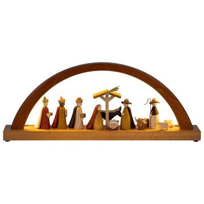Thumbnail - GLÄSSER SEIFFEN LED-Schwibbogen modernes Design Christi Geburt H. 16cm, B. 40cm