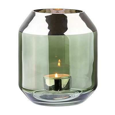 Thumbnail - FINK Teelichthalter SMILLA Glas dunkelgrün Höhe 14cm, Ø 12cm