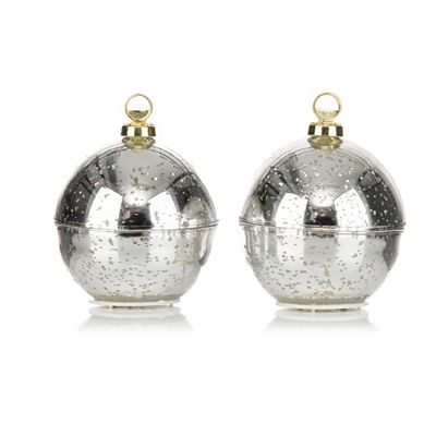 ELAMBIA 2 LED-Kerzen Glas-Weihnachtskugel Flamme Luma, Timer Höhe 9,5cm, Ø 8cm