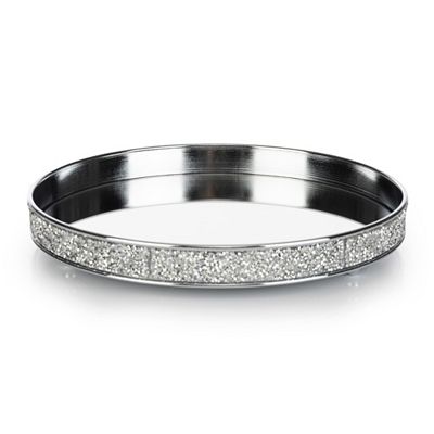 ELAMBIA Deko-Tablett Strasstein-Rand verspiegelt Höhe 4cm, Ø 26cm