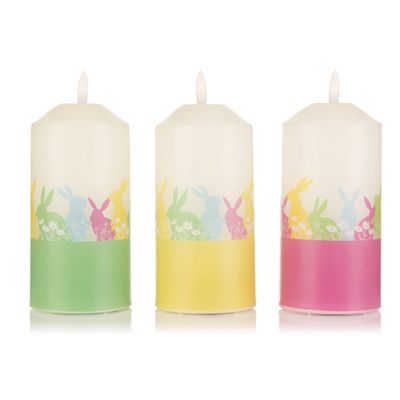 ELAMBIA 3 LED-Kerzen Hasen-Design Farbmix Flamme Luma, Timer Höhe 17,5cm, Ø 7,5cm