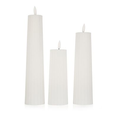 ELAMBIA 3 LED-Kerzen Kegelform Flamme Luma, Timer Höhe 16, 21 & 26cm