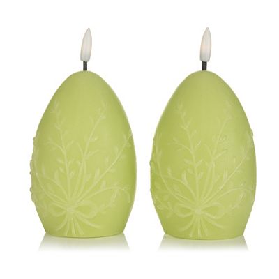 ELAMBIA 2 LED-Eierkerzen 3D-Design Osterzweige Flamme Luma, Timer Höhe 12cm