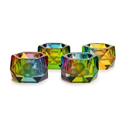 ABELLA Xmas 4 Teelichthalter Kristallglas-Optik Ø 6,1cm, Höhe 4cm