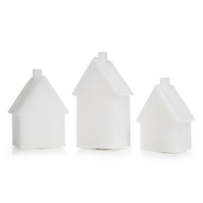 ELAMBIA 3 LED-Kerzen Häuschen-Design 5h-Timerfunktion Höhe 10, 12 & 14,5cm