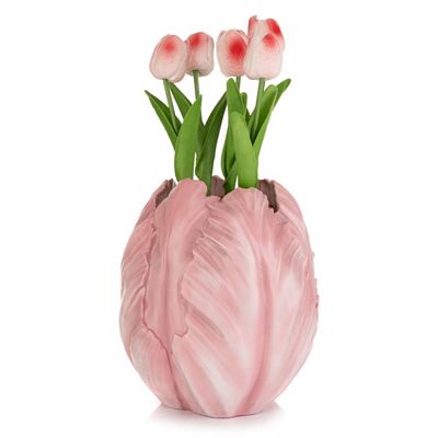 ABELLA Flora künstliche Tulpen Vase in Tulpenform 5 Blütenstiele Höhe 35cm