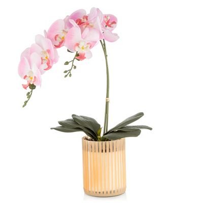ABELLA Flora künstliche Orchidee farbige Glasvase Höhe 51cm