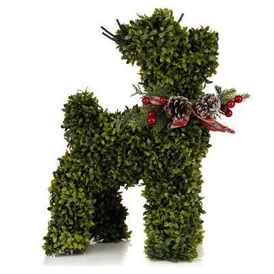 LUMIDA Flora künstl. Buchs-Reh inkl. Deko-Schleifen outdoorgeeignet Größenauswahl