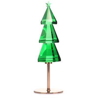 ABELLA Xmas Deko-Tannenbaum Kristallglas Metall-Fuß Höhe 28cm