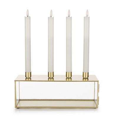 ELAMBIA 4 LED-Tafelkerzen inkl. Kerzenhalter Flamme Luma, Timer Höhe 24,5cm