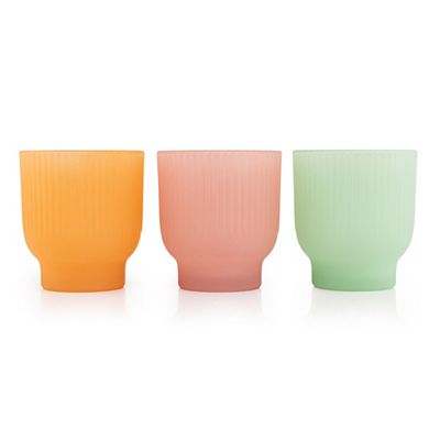 ELAMBIA 3 LED-Teelichte im Glas-Windlicht Flamme Luma, Timer Höhe 5,5cm, Ø 4cm