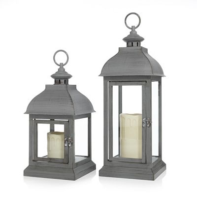 ELAMBIA Longlife 2 Outdoor-Laternen inkl. LED-Kerzen Brenndauer 1.500h Timer, Höhe 30 & 40cm