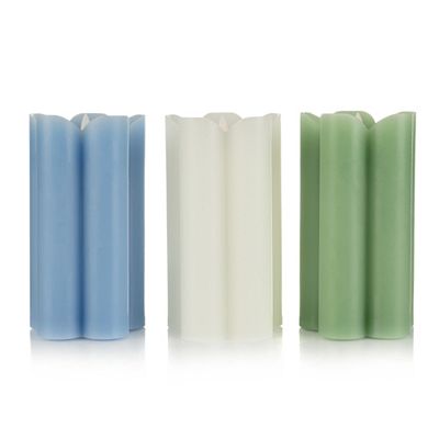 ELAMBIA 3 LED-Kerzen Blüten-Form, Farbmix Flamme Luma, Timer Höhe 16cm, Ø 7,5cm