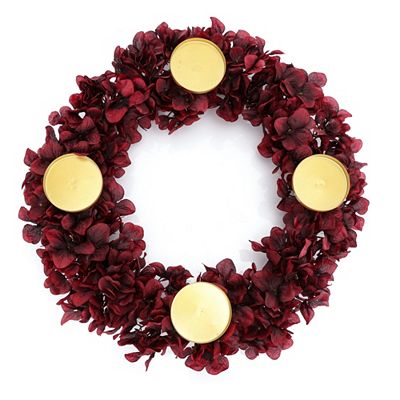ABELLA Flora künstl. Adventskranz Hortensienblüten für Kerzen Ø 7,5cm Ø 45cm