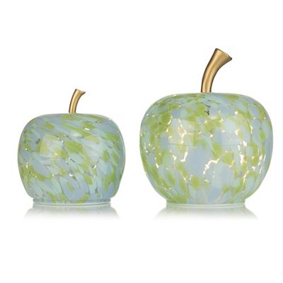 LUMIDA Casa 2 LED-Glasäpfel Leo-Design 5h-Timerfunktion Höhe 13cm & 17cm