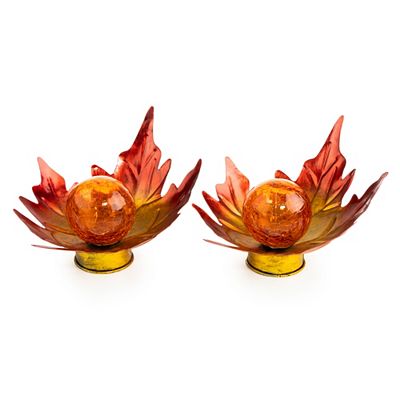 Thumbnail - LUMIDA Casa 2 Herbstblätter mit LED-Glaskugel 5h-Timerfunktion Höhe 14cm / 17cm