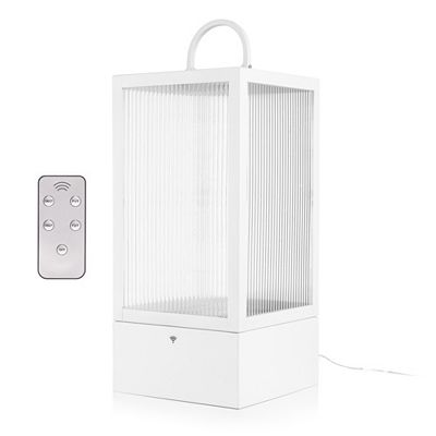 LUMIDA Casa Design-Laterne Riffelglas-Optik inkl. Fernbedienung 25x25x52cm