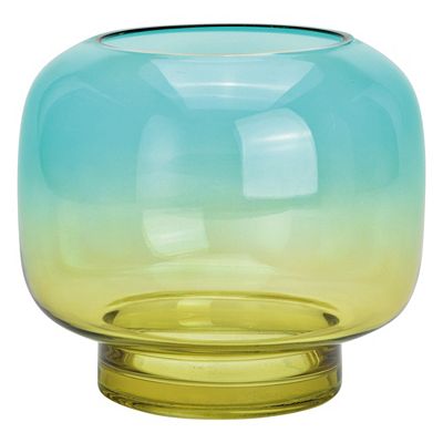 ABELLA Flora Glas-Vase 2-farbig bauchige Form Höhe 14cm, Ø 15cm