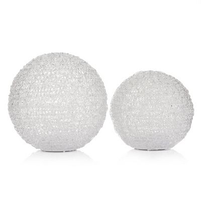 LUMIDA Casa 2 LED-Dekokugeln Kunstoff-Geflecht outdoorgeeignet Ø 20cm & Ø 25cm