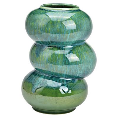 ABELLA Flora Porzellan-Vase Stapel-Optik lasiert, grüntöne Höhe 25cm, Ø 16cm