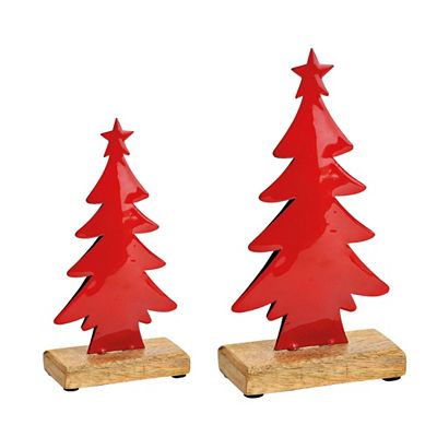 WURM 2er Set Aufsteller Tannenbaum Metall/Mangoholz