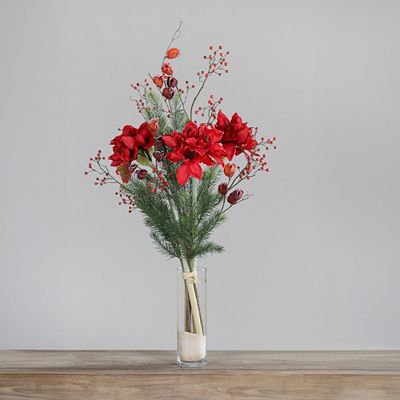 PUR FLEUR Premium-Bouquet weihnachtlich Tanne & Amaryllis Höhe 93cm, Ø 45cm