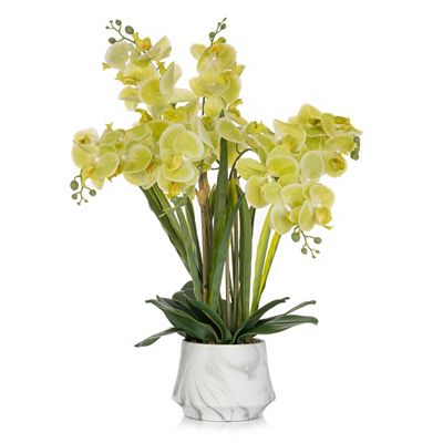 Thumbnail - ABELLA Flora künstliche Orchidee Realtouch-Blüten Marmoroptik-Topf Farb-/Größenauswahl