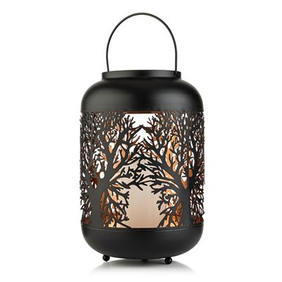 ELAMBIA LED-Kerze in Metall-Laterne Flamme Luma, Timer Höhe 30cm, Ø 20cm