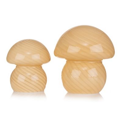 LUMIDA Casa Design-Pilzleuchten Lollipop-Muster hochwertiges Glas H. 12 & 16cm, 2tlg.