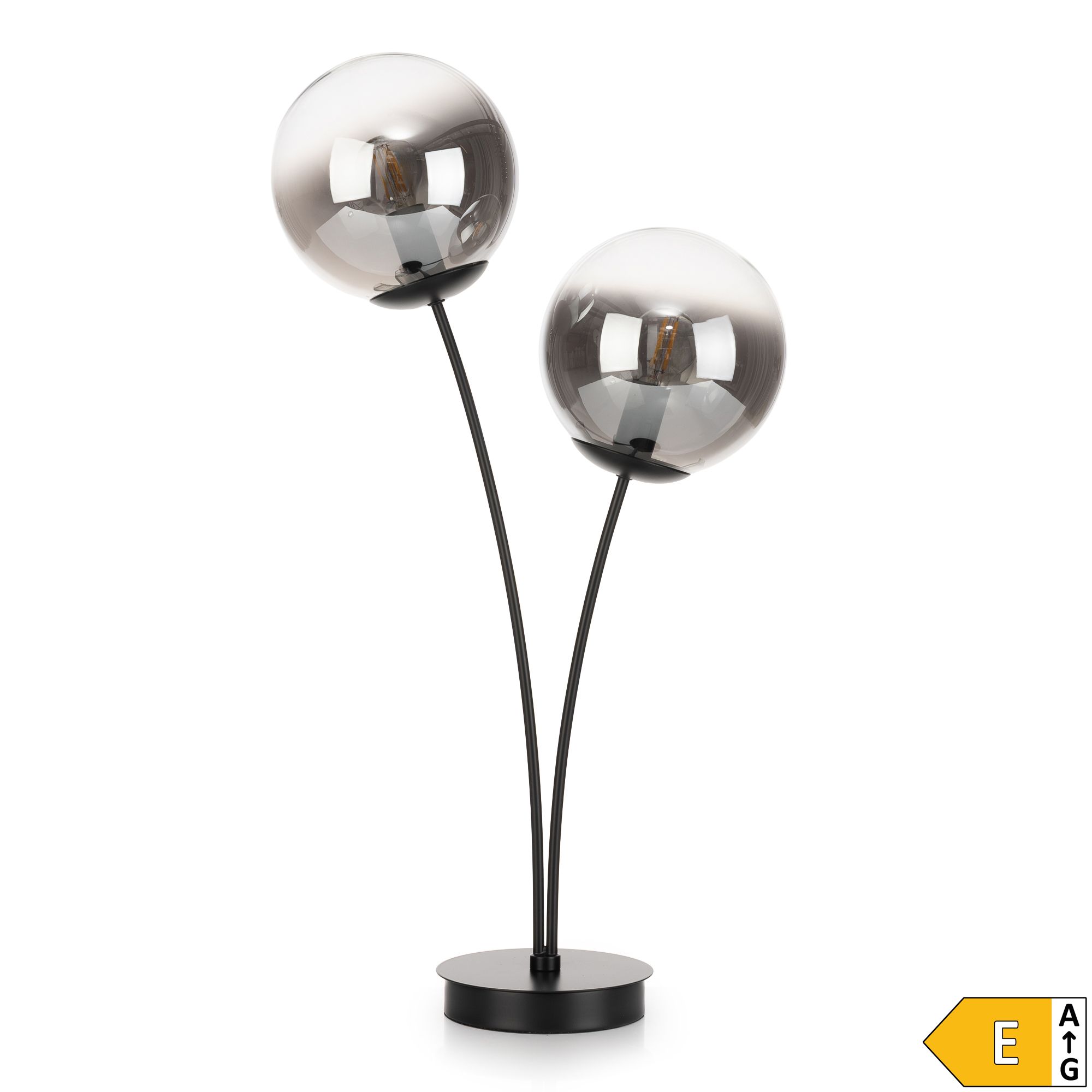 LUMIDA Looks LED-Tischleuchte 2 Glas-Lampenschirme Schnur-Schalter Höhe 60cm