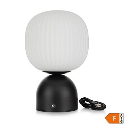 LUMIDA Looks LED-Tischleuchte Opalglas-Kugel aufladbar, dimmbar Höhe 23cm, Ø 15cm