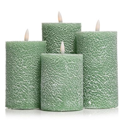 ELAMBIA 4 LED-Kerzen Schneefinish Flamme Luma Höhe 12,5cm - 18,5cm