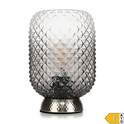 LUMIDA Looks LED-Tischleuchte Strukturglas-Schirm Schnur-Schalter Höhe 22,5cm, Ø 15cm