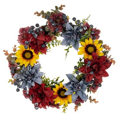 ABELLA Flora künstl. Dekokranz Sonnenblumen & Chrysantheme Höhe 11,5cm, Ø 40cm