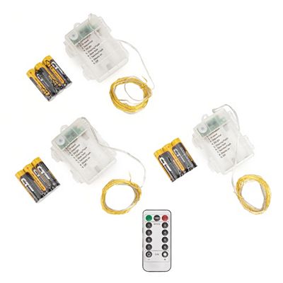 LUMIDA Xmas 3 LED-Lichterketten Draht mit je 40 LEDs outdoorgeeignet Timer, Länge 4,4m