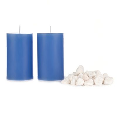 2 Stumpenkerzen Farbauswahl inkl. Dekosteine Höhe 12,5cm, Ø 7,5cm