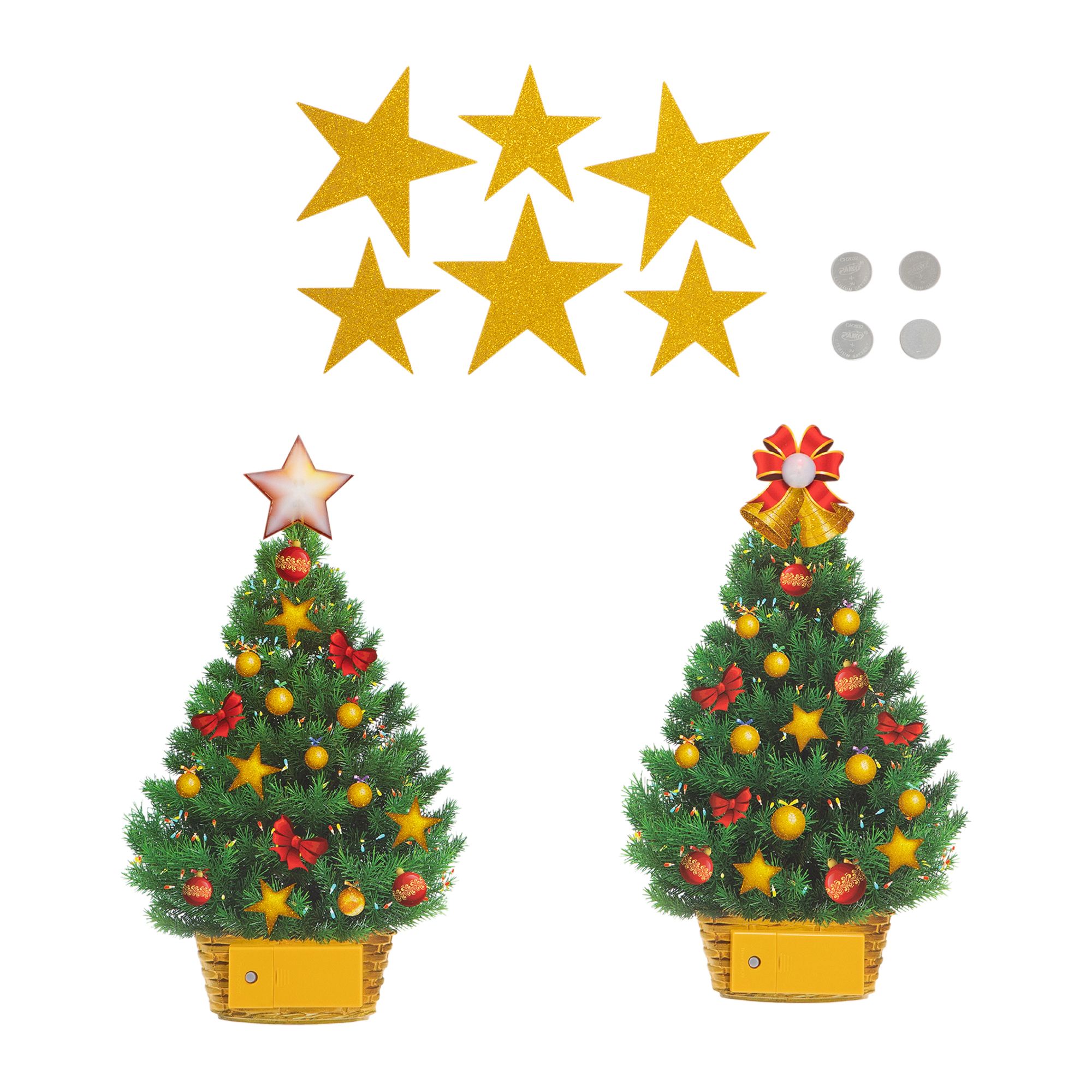 LUMIDA Xmas 2 LED-Fensterbilder & 6 zusätzliche Bilder mit Glitzer Geschenkverpackung