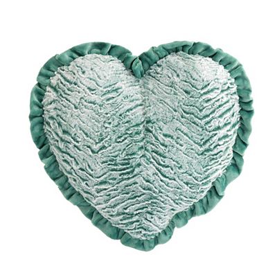 MONT CHALET 1 Herzkissen Fellimitat, Rüschen Mikrofaser-Abseite waschbar, 50cm