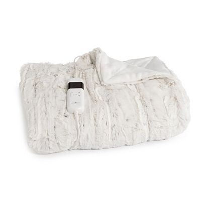 MONT CHALET Fellimitat-Heizdecke strukturiert Mikrofaser-Abseite waschbar, 130x180cm